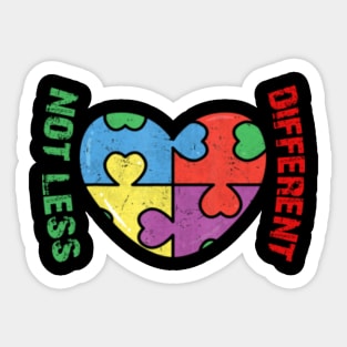 Autism T-ShirtAutism Different Not Less Tshirt Autism Awareness Puzzle Heart Sticker